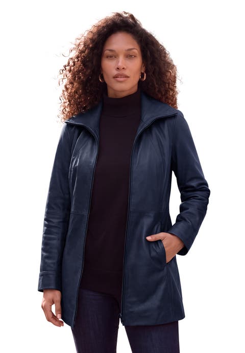 Plus Size A Line Leather Jacket