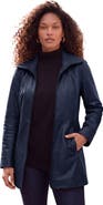 Roaman's Plus Size A Line Leather Jacket