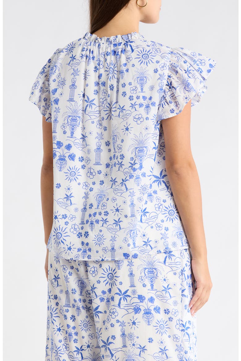 Azul Tropics Deniza Split Neck Top, Alternate, color, BLUES WHITE