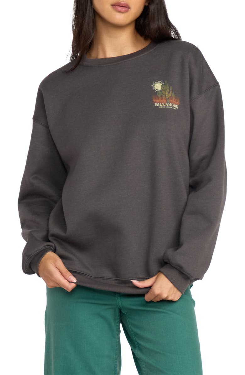 Billabong Desert Break Fleece Graphic Sweatshirt, Main, color, Off White / Brown