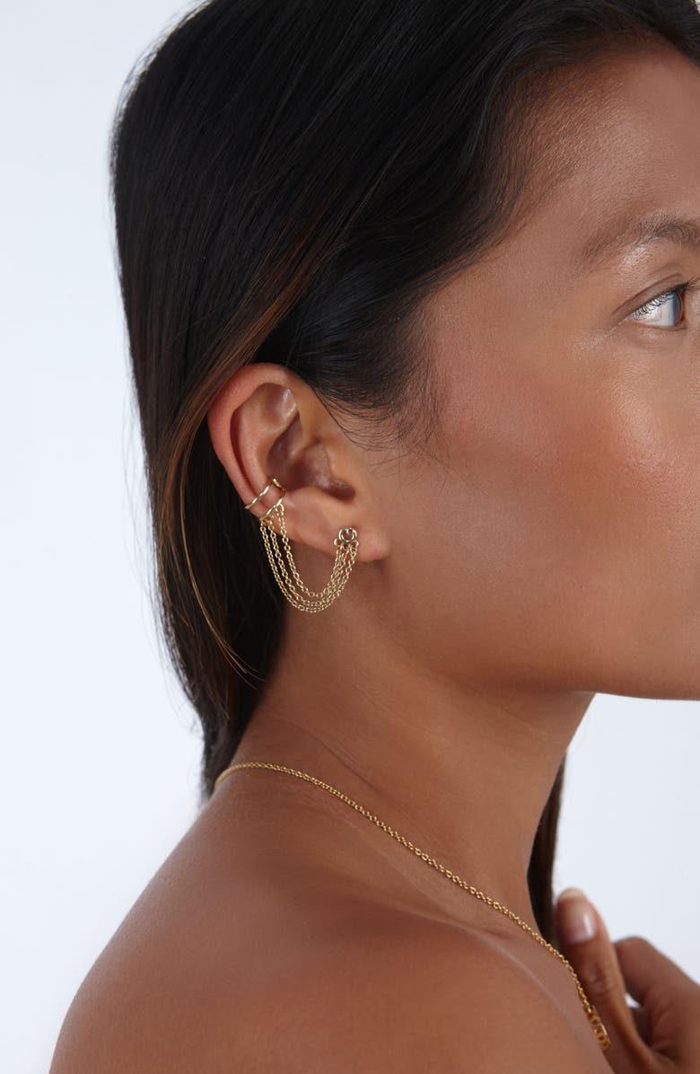 Lucy Quartermaine Art Deco Cuff and Stud, Alternate, color, Gold