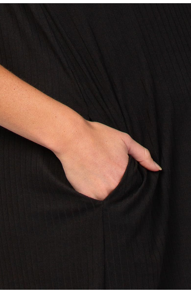 PinkBlush Ribbed Curved Hem Midi Dress, Alternate, color, Black