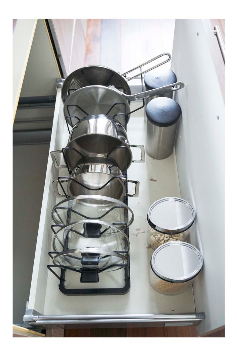 Adjustable Pot Lid Wire Organizer, Alternate, color, BLACK