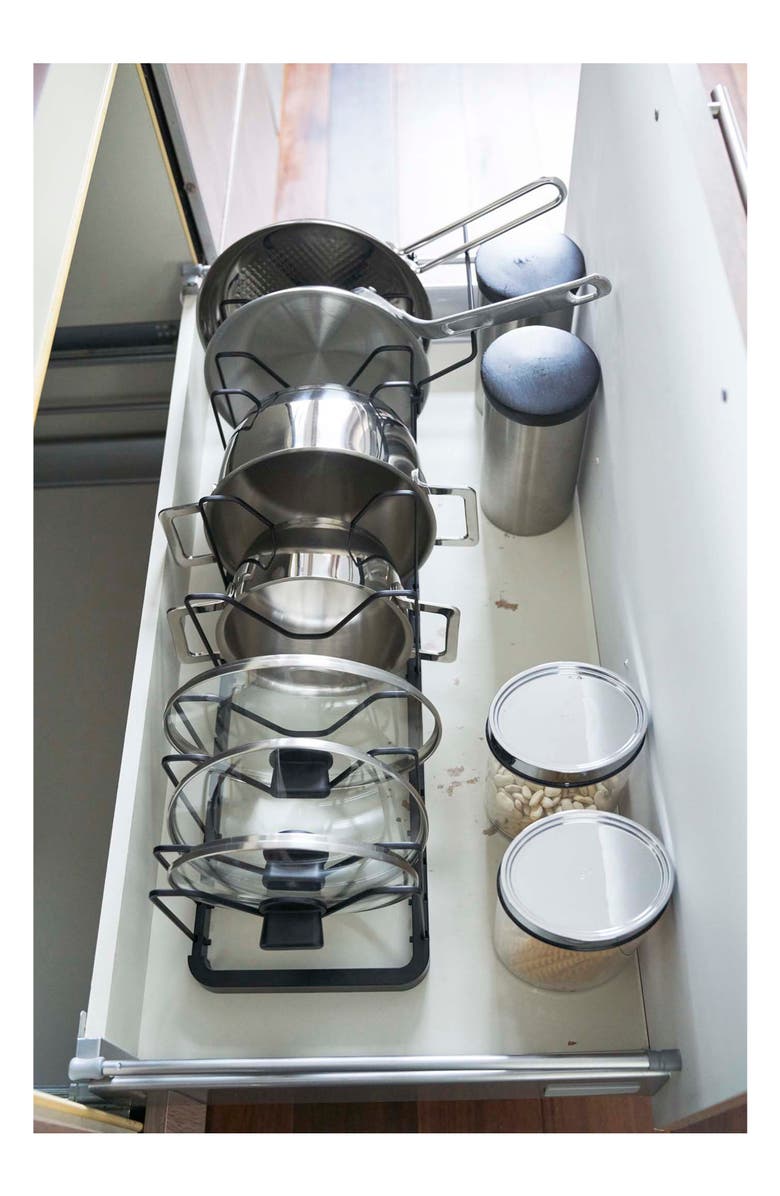 Yamazaki Adjustable Pot Lid Wire Organizer, Alternate, color, Black