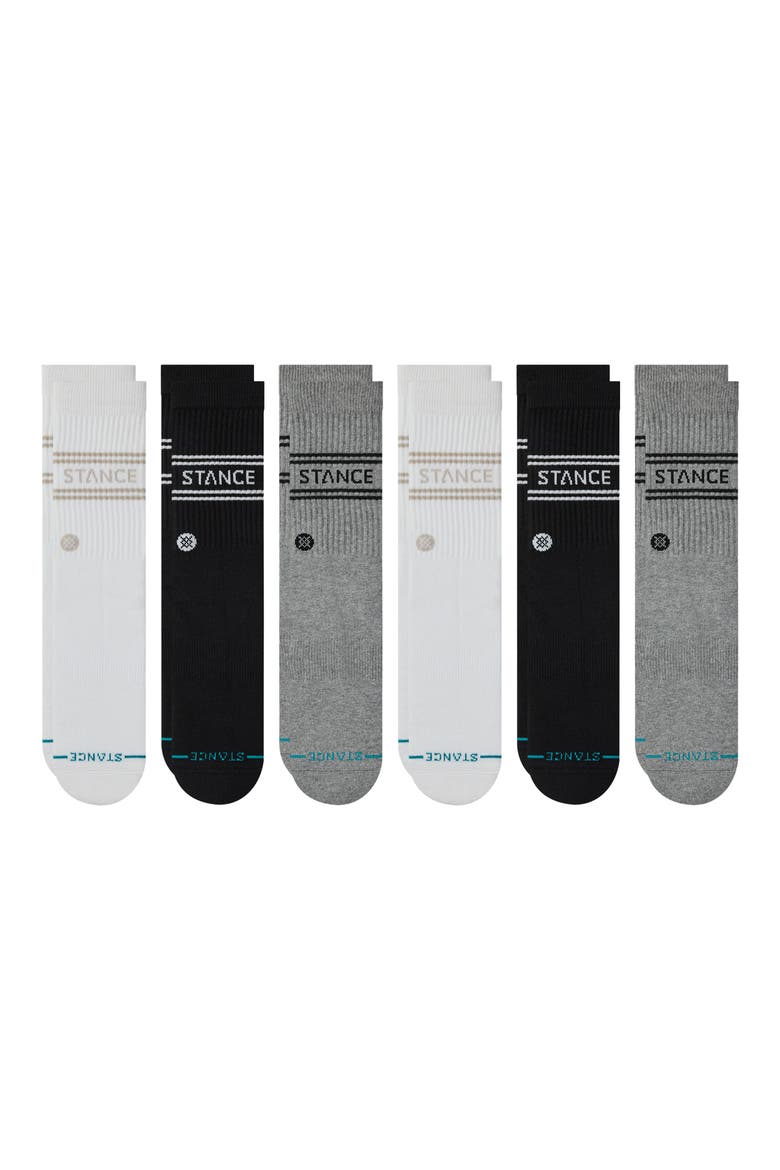 Vital 6-Pack Crew Socks, Alternate, color, GREY/BLACK/WHITE