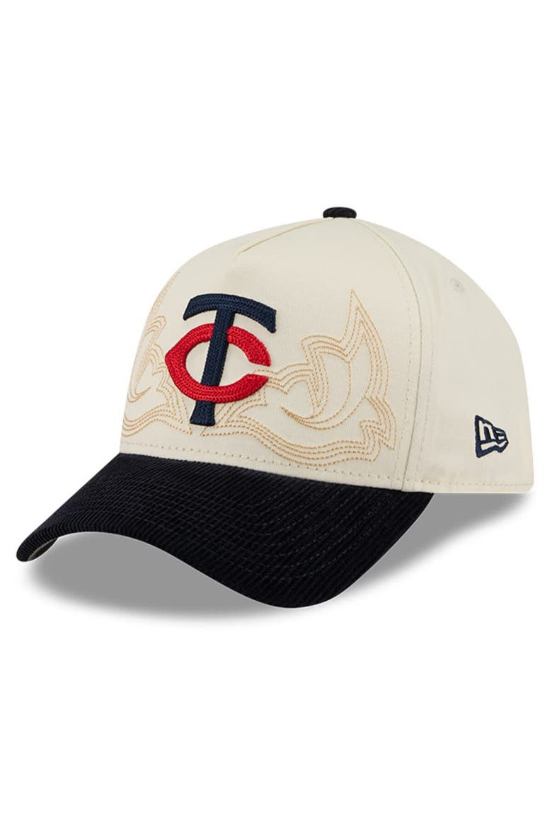 Men's New Era Stone Minnesota Twins Western Stitch 9FORTY A-Frame Adjustable Hat, Main, color, Stone