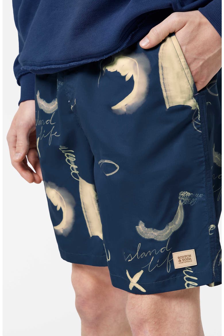 Abstract Print Swim Trunks, Alternate, color, ABSTRACTS ATLANTIC BLUE