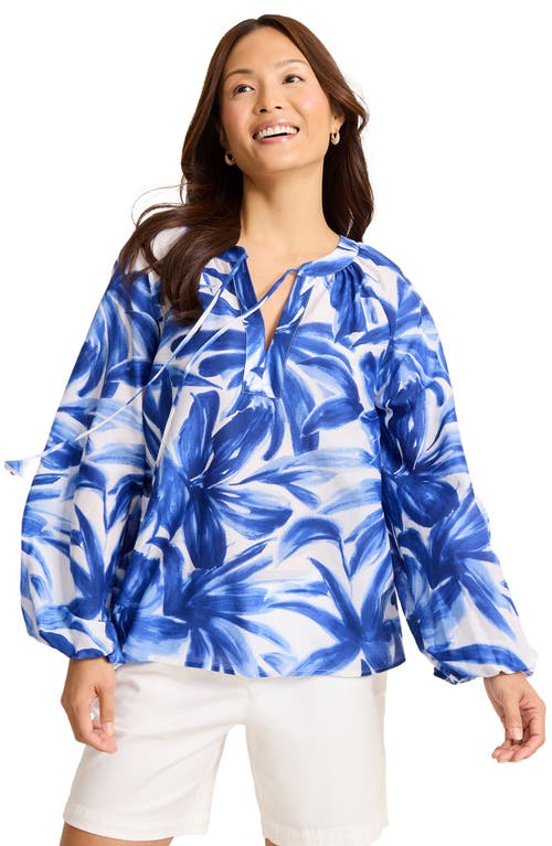 Tommy Bahama Bravo Blooms Cotton & Silk Peasant Top In White