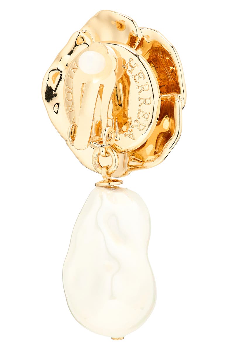 Carolina Herrera Flower & Faux Pearl Drop Earrings, Alternate, color, Multi-Color