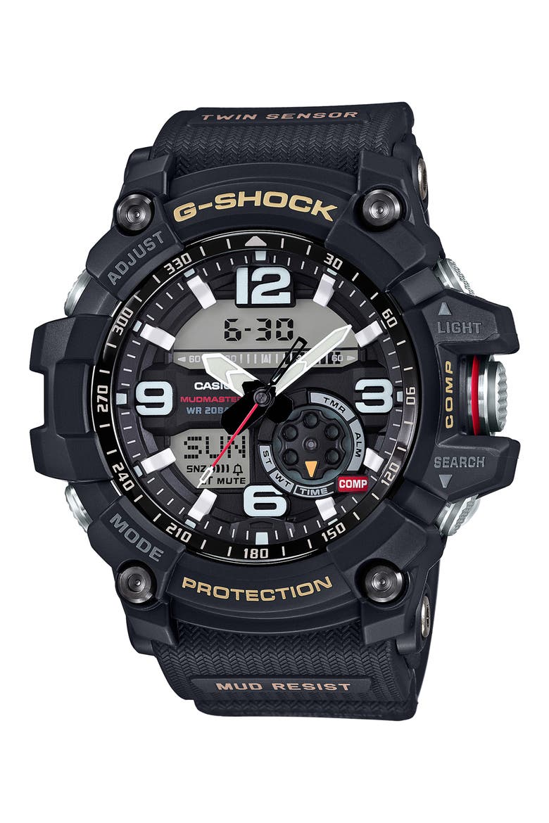 Mudmaster Casio Resin Ana-Digi Watch, 55mm, Main, color, BLACK