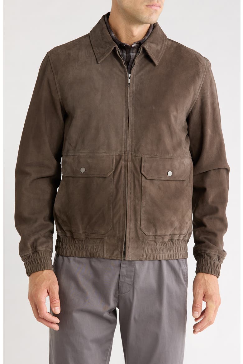 Suede Bomber Jacket, Main, color, GREY CHARCOAL