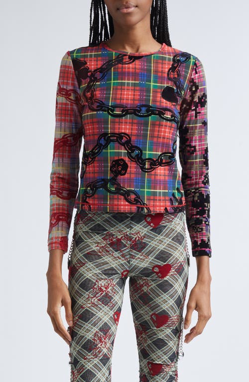 Chopova Lowena Lady Chain Flocked Mesh Top in Black Multi  product