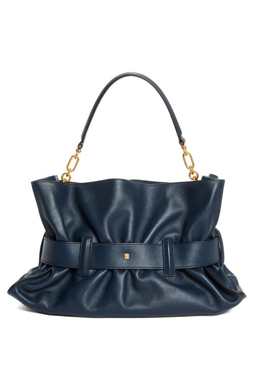 Balmain Anthem Medium Buckle Shoulder Bag In Calfskin