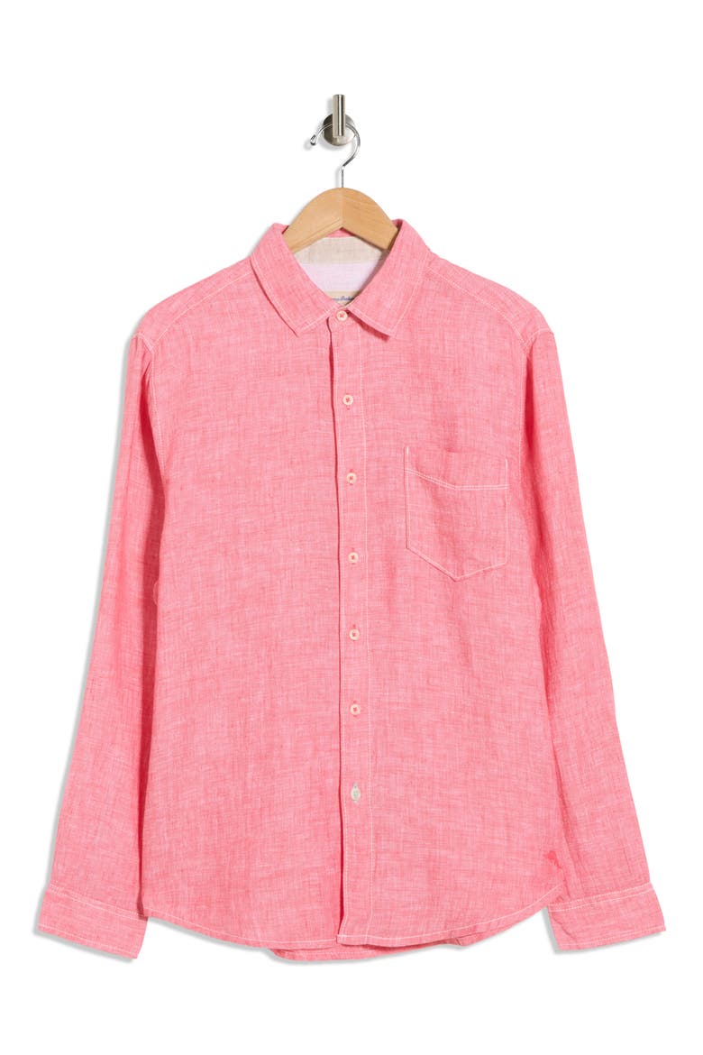 Bali Breeze Linen Button-Up Shirt, Alternate, color, PARADISE PINK