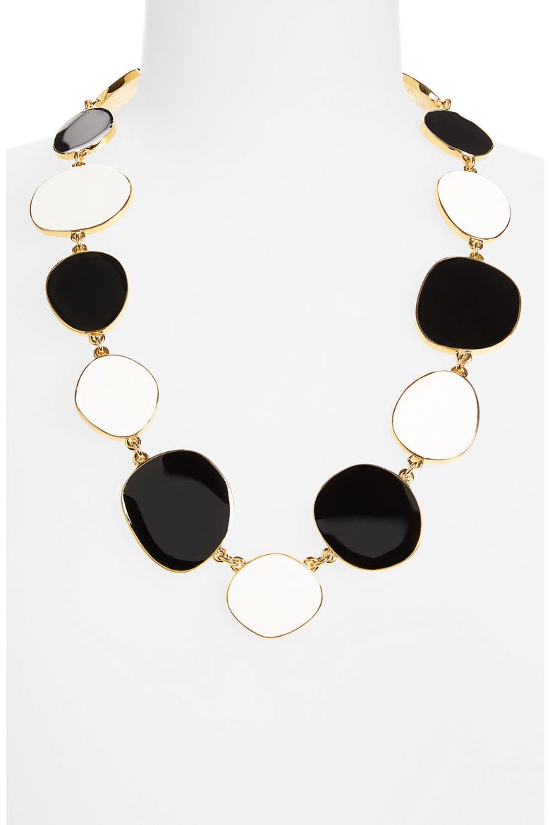 Enamel Disc Necklace, Alternate, color, BLACK/ WHITE