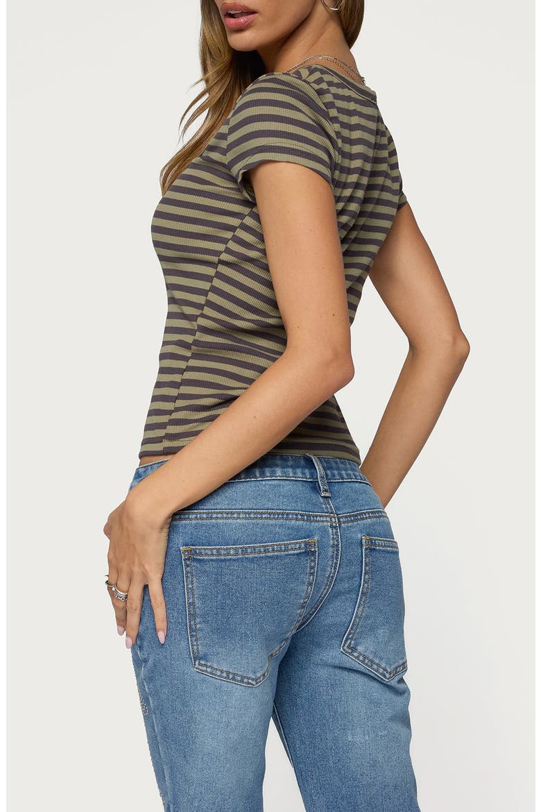 Maddex Striped Ribbed Tee, Alternate, color, OLIVE-AND-GRAY