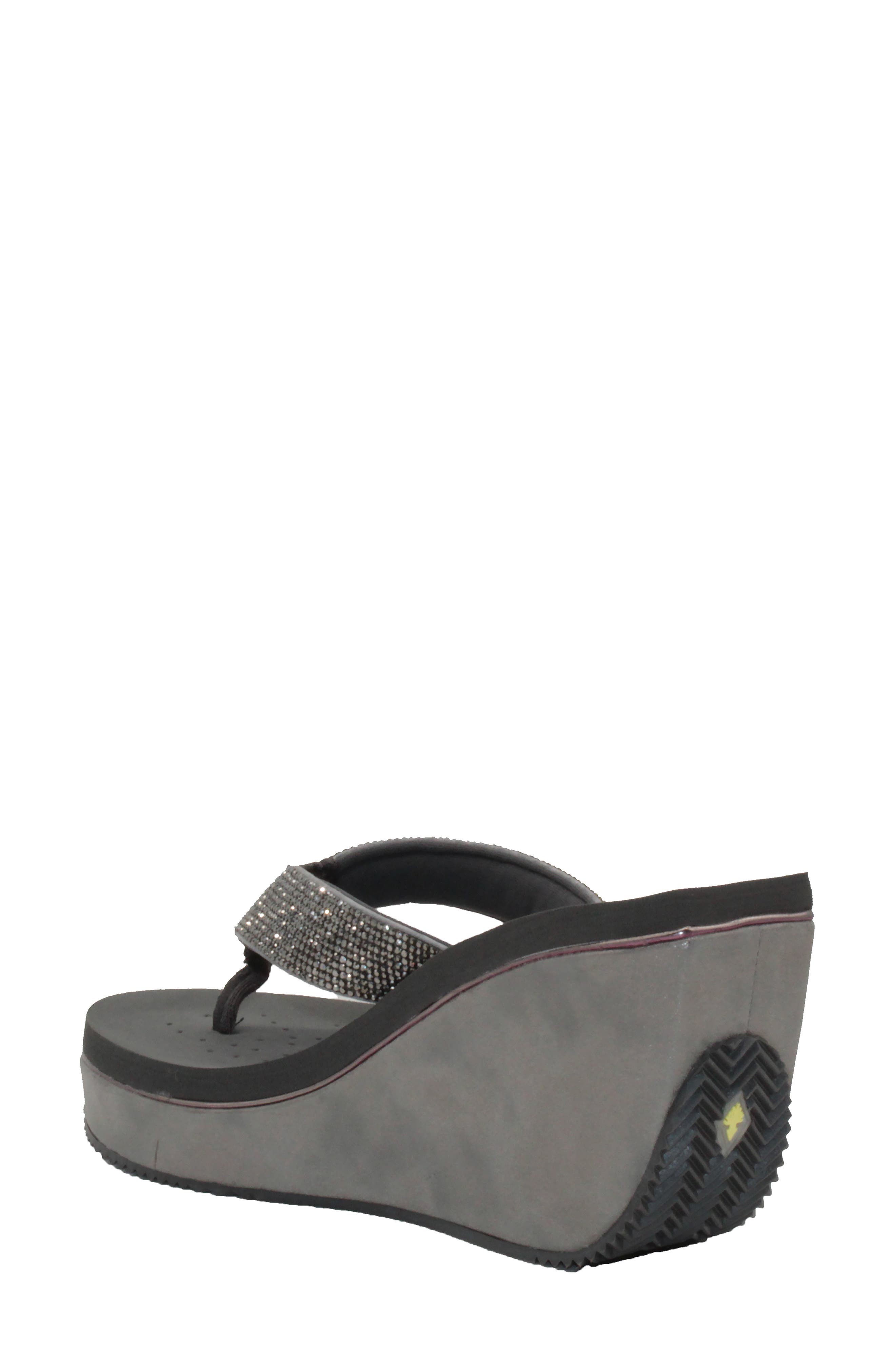 Glimpse Wedge Flip Flop, Alternate, color, GREY WITH RHINESTONES