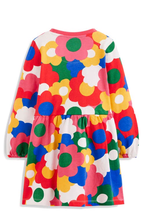 Mini Boden Kids' Floral Long Sleeve Cotton Sweatshirt Dress In Multi