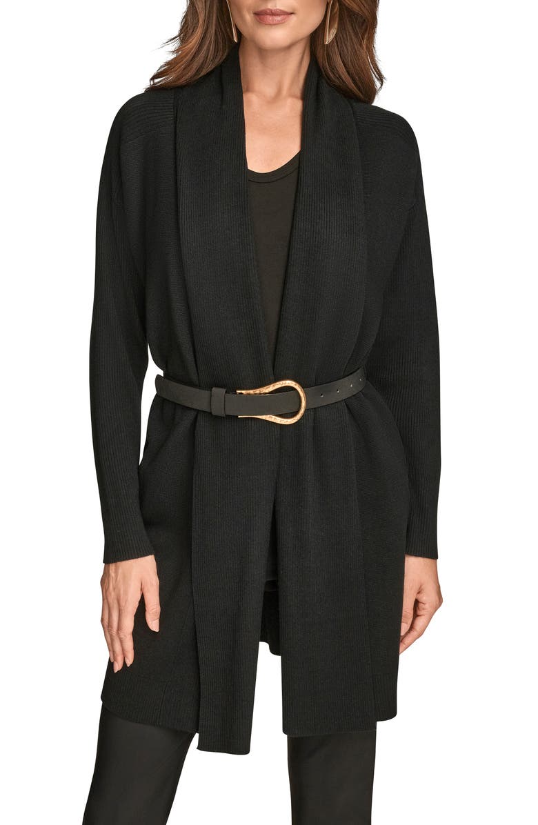 Donna Karan New York Belted Cardigan, Main, color, Black