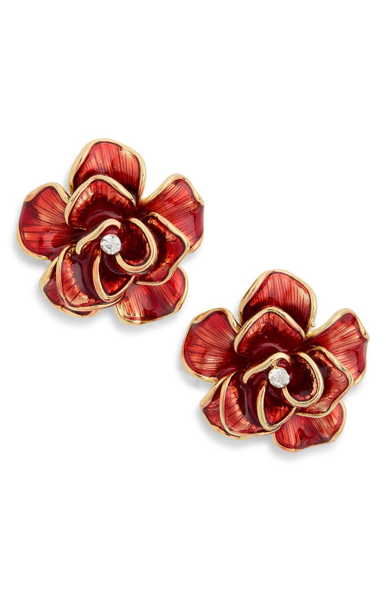 EYE CANDY LOS ANGELES Gretta Rose Stud Earrings, Main, color, Red/Gold