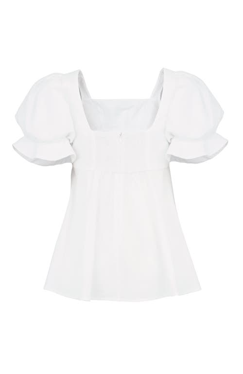 De Loreta Rosario Puff Sleeve Cotton Blouse In White