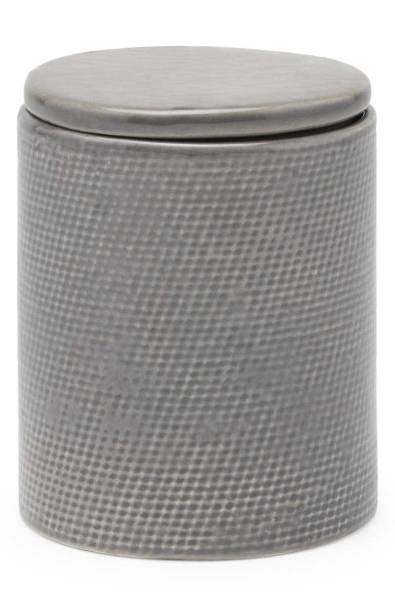 PIGEON AND POODLE Cordoba Round Ceramic Storage Canister, Main, color, Gray Burlap
