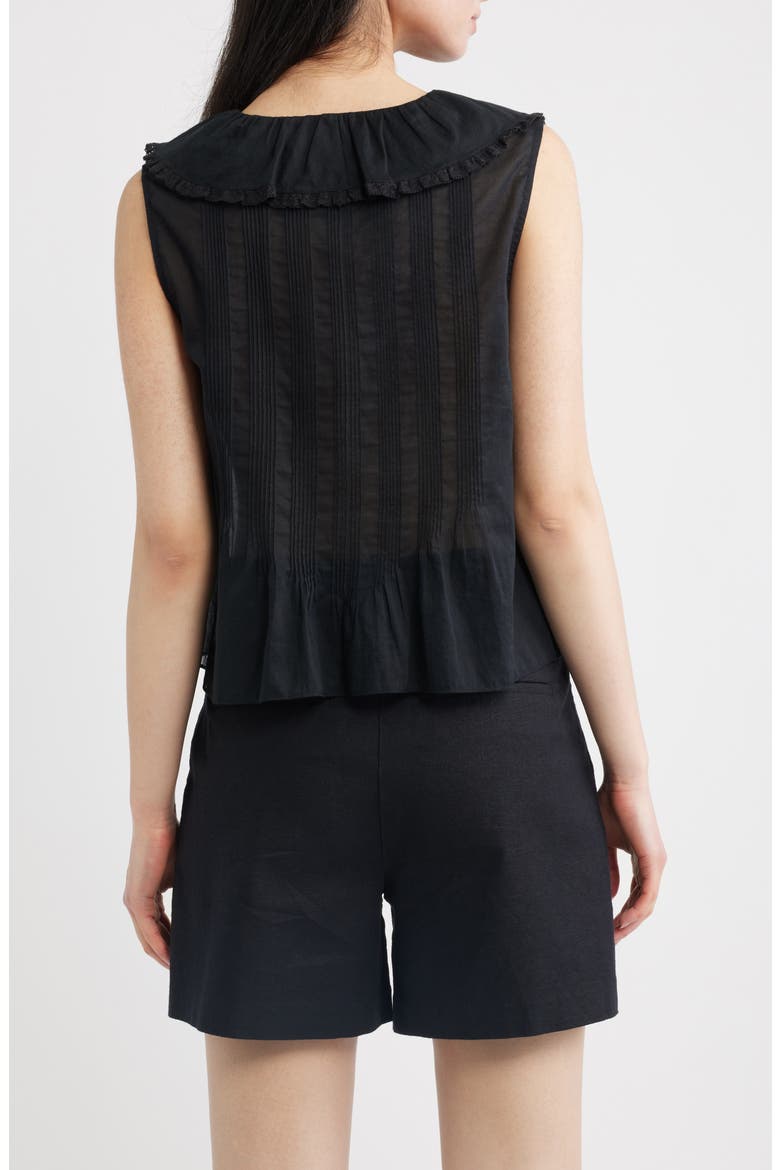 Hilda Pintucked Sleeveless Organic Cotton Top (Nordstrom Exclusive), Alternate, color, BLACK