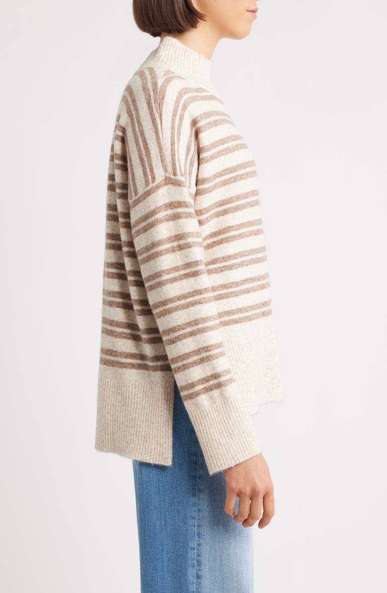 Hatley Double Stripe Mock Neck Sweater, Alternate, color, Cream