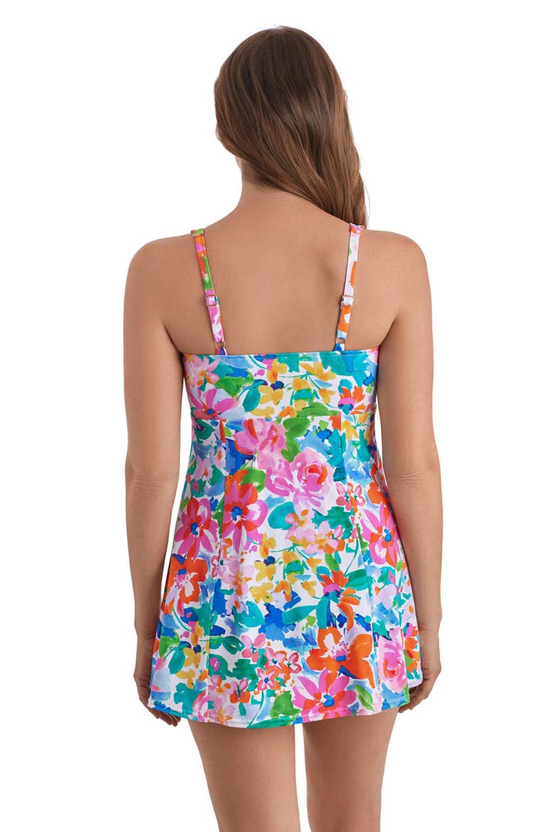 Square Neck Princess Seam Swim Dress, Alternate, color, Summer Splash