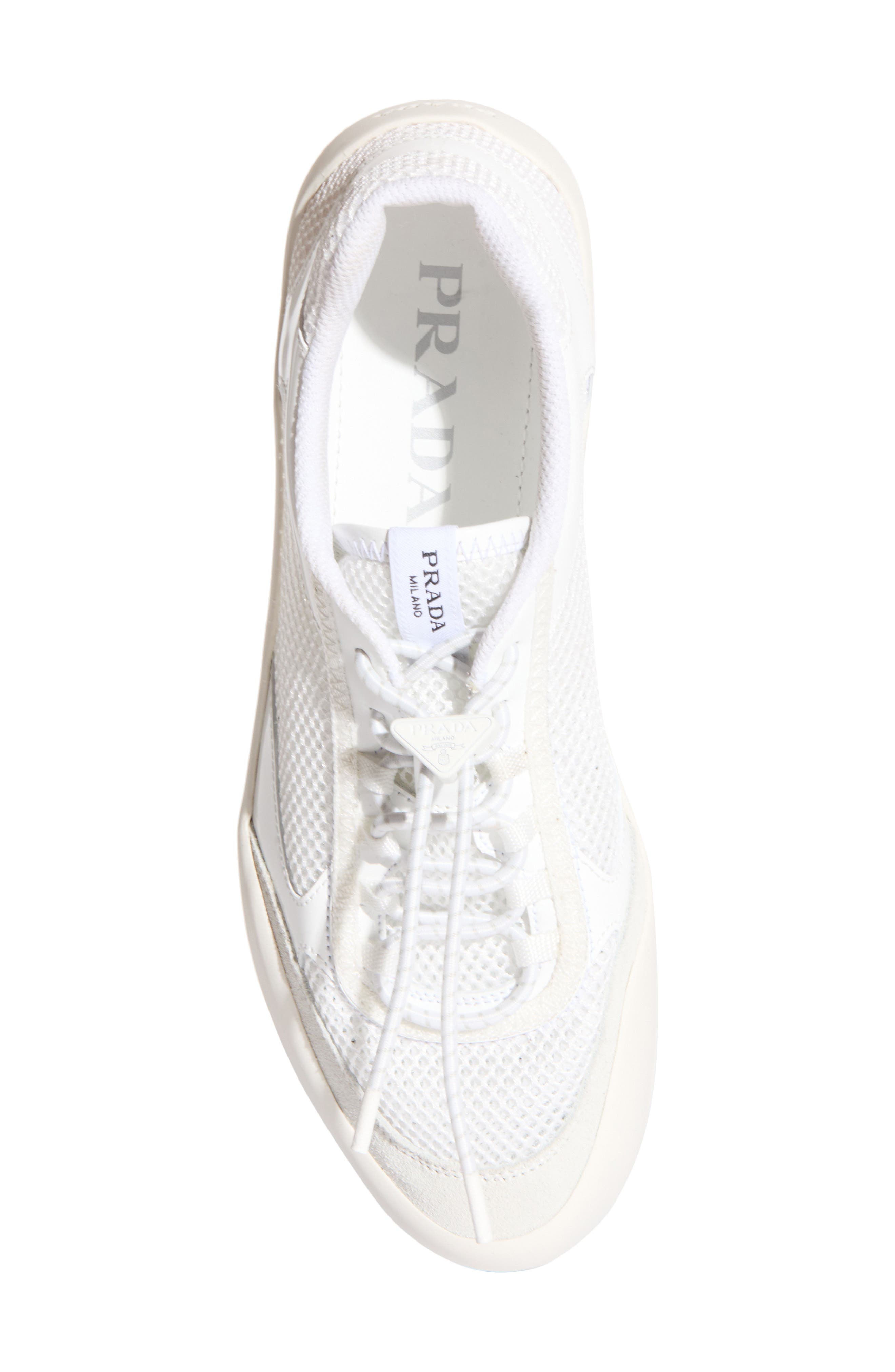 Prada Speedrock Mixed Media Sneaker, Alternate, color, Bianco