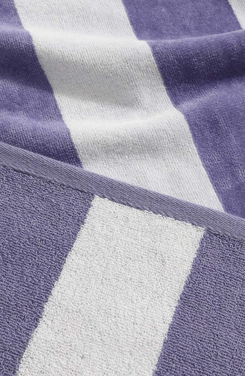 Calvin Klein Beach Stripe Logo Towel, Alternate, color, Twlight Purple/White