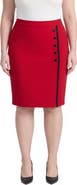 KASPER Faux Wrap Trimmed Skirt