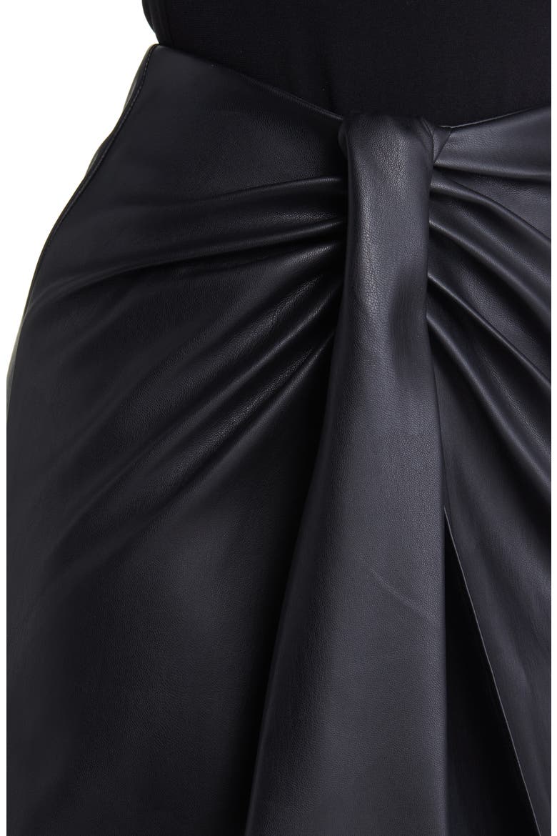 Wrap Front Faux Leather Skirt, Alternate, color, BLACK