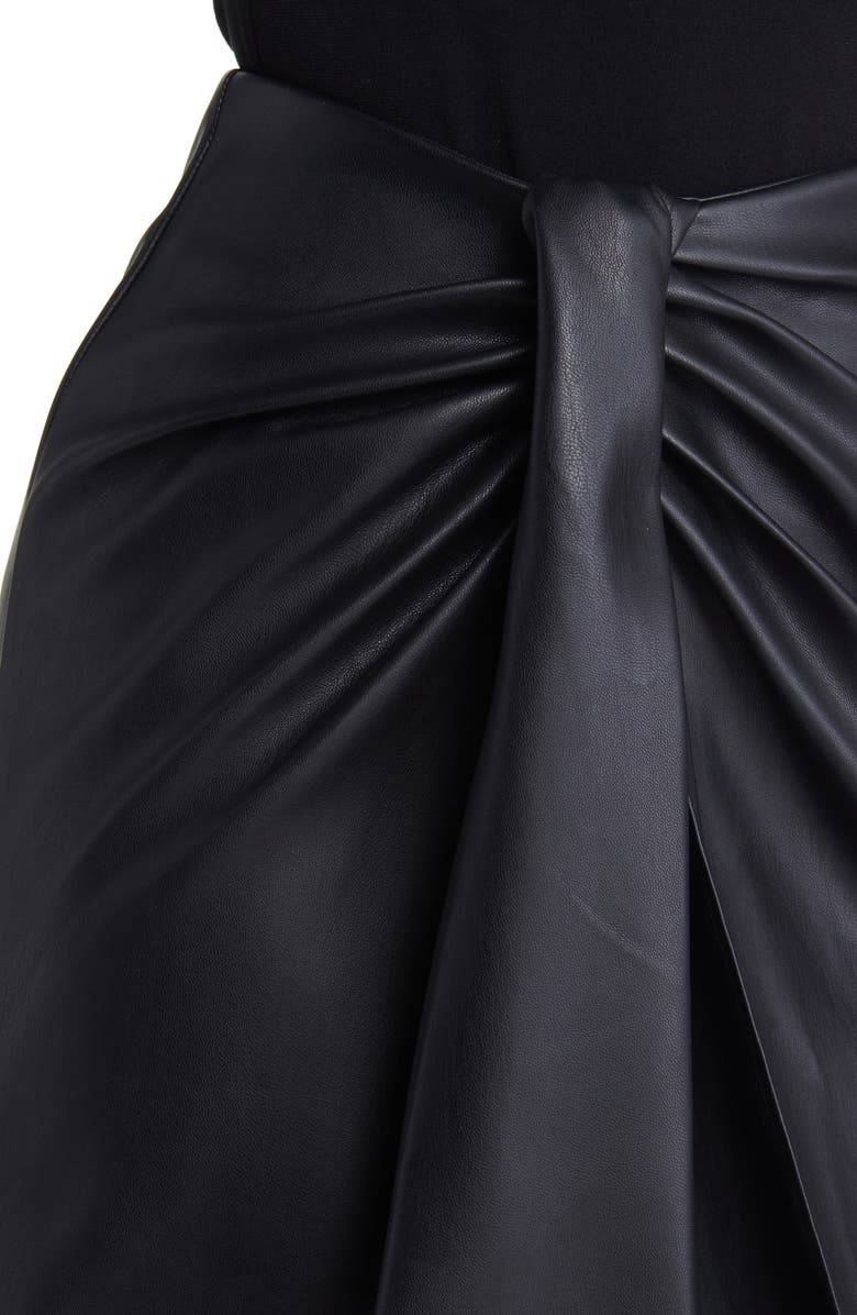 Open Edit Wrap Front Faux Leather Skirt, Alternate, color,