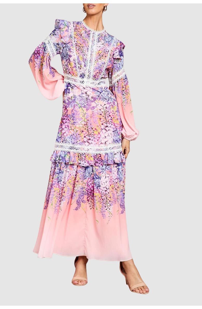 Coast Lace Frill Detail Maxi Dress, Alternate, color, Pink