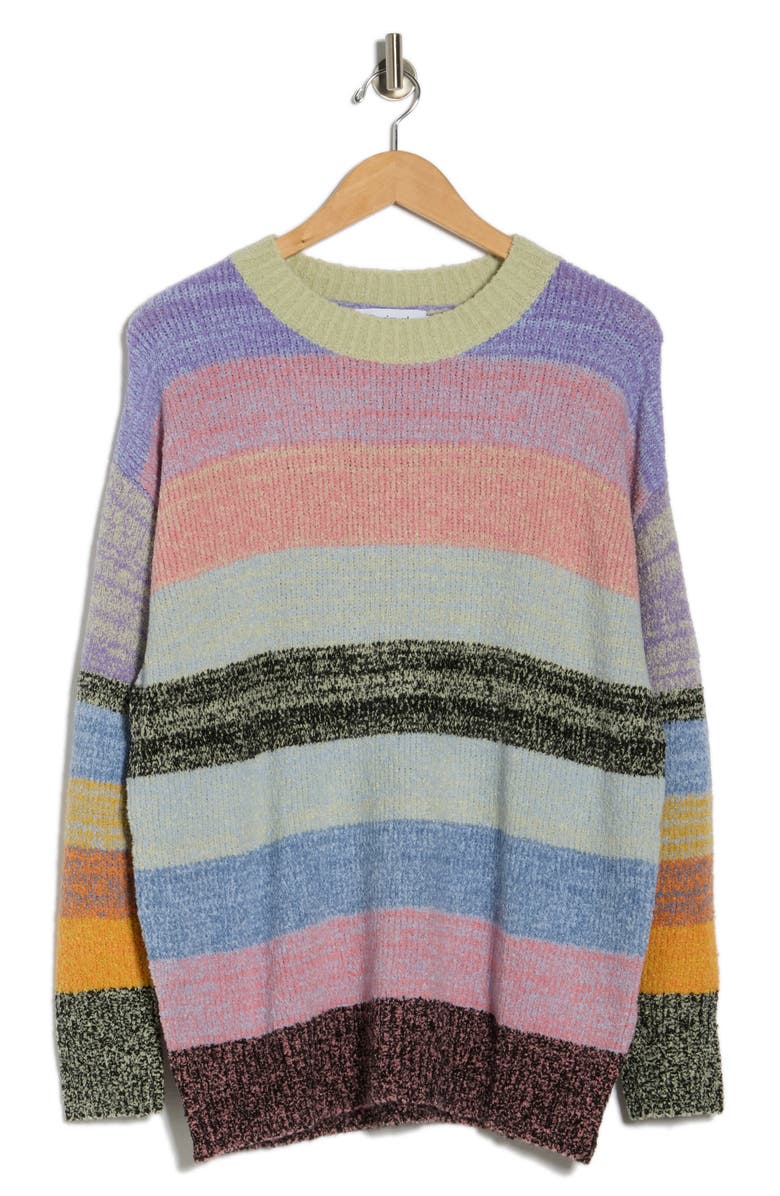 Desigual Stripe Pullover Sweater, Main, color, Pink