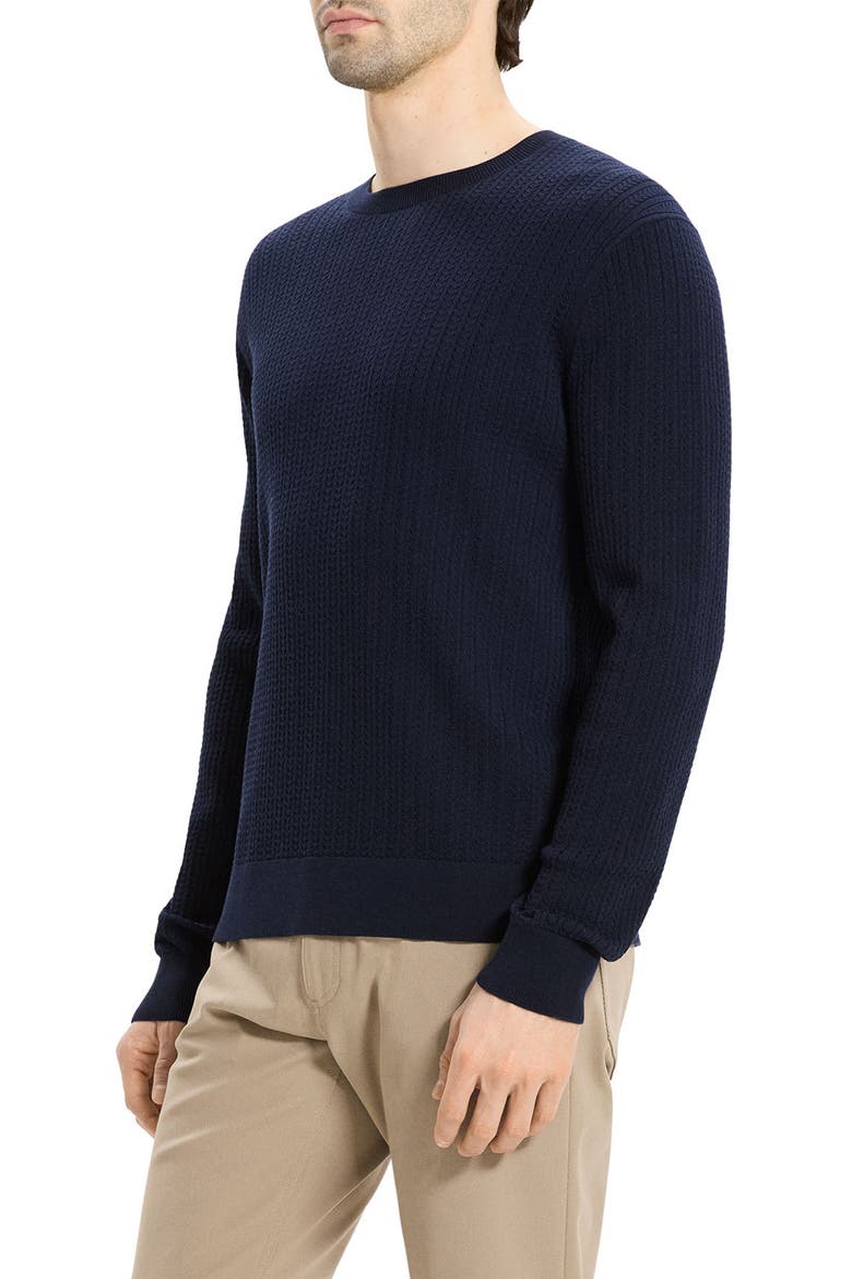 Riland Cable Stitch Cotton Crewneck Sweater, Alternate, color, BALTIC