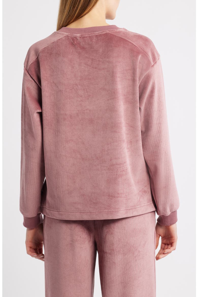 Ribbed Velour High-Low Sweatshirt, Alternate, color, DUSTY ROSE