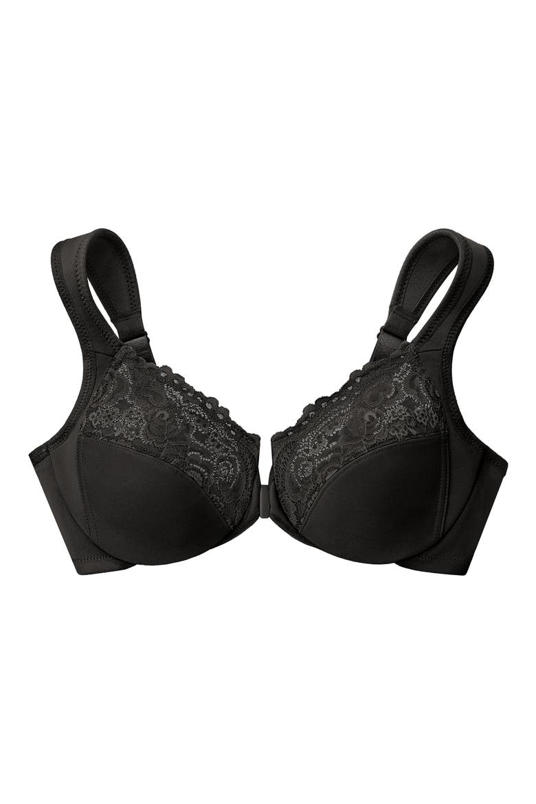 WonderWire® Front Close Underwire Bra, Alternate, color, BLACK