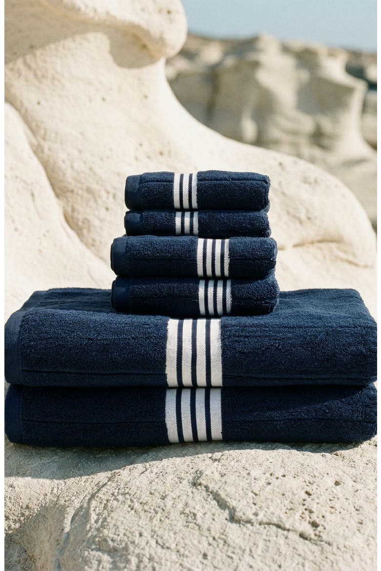 Nautilus 6-Piece Bath Sheet Luxe Set, Alternate, color, Navy / White