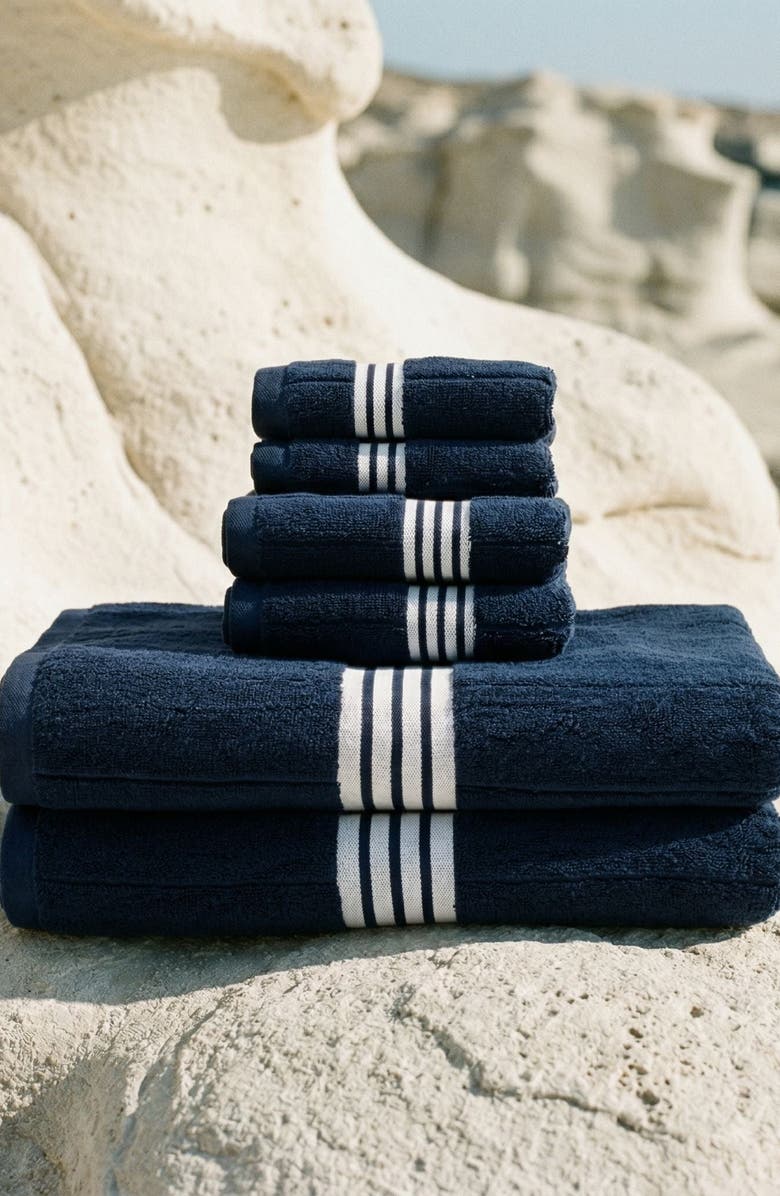 Italic Nautilus Bath Sheet Luxe Set, Alternate, color, Navy / White