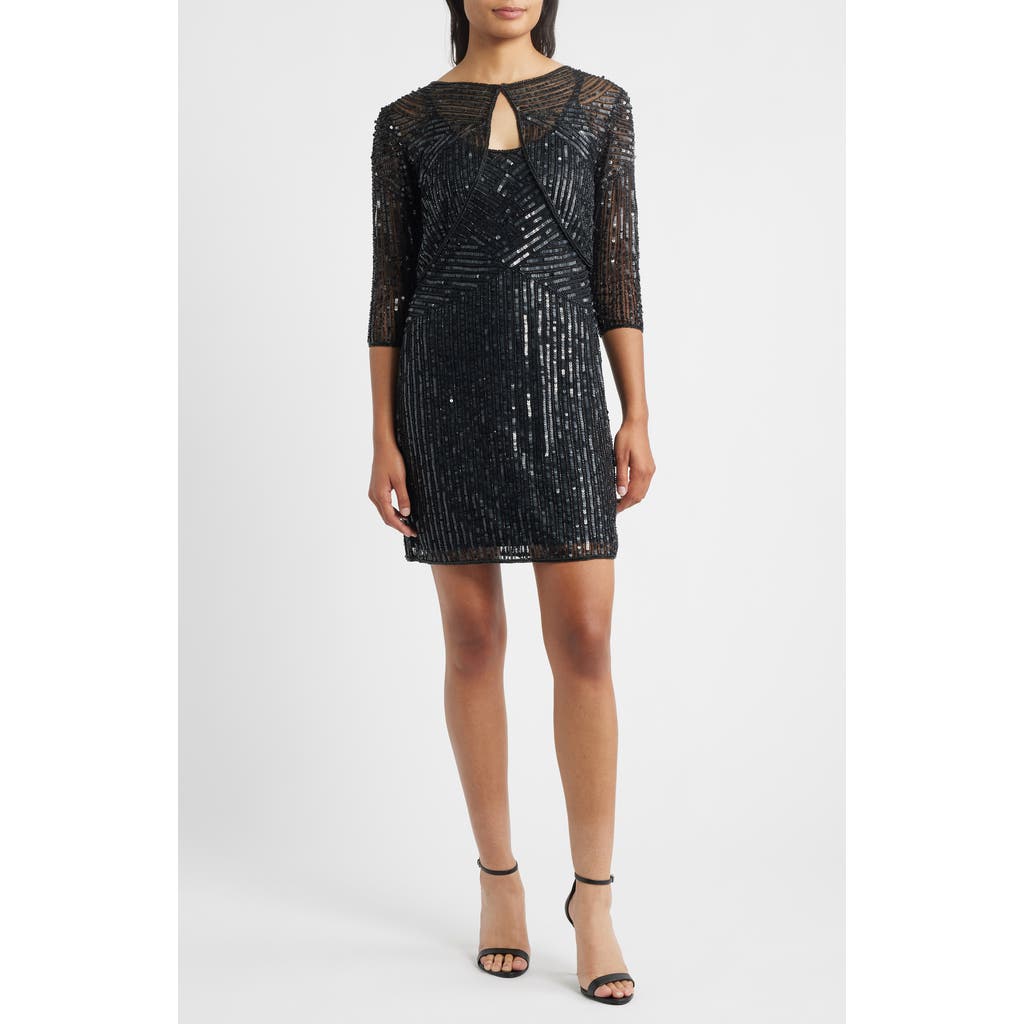 Pisarro Nights Sequin Embellished Cocktail Dress With Jacket In Black