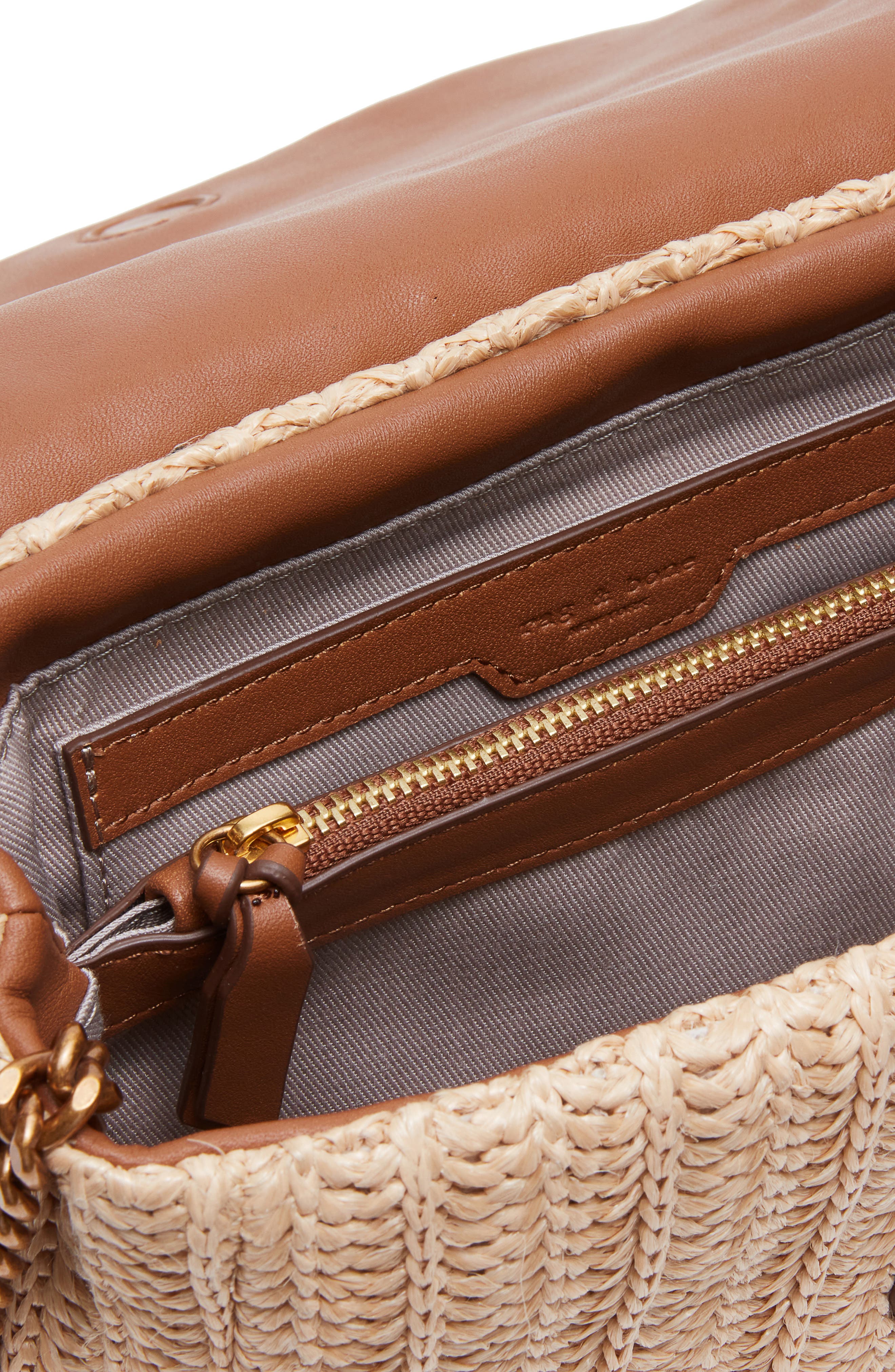 rag & bone Small Chelsea Straw Flap Crossbody Bag, Alternate, color, Natural