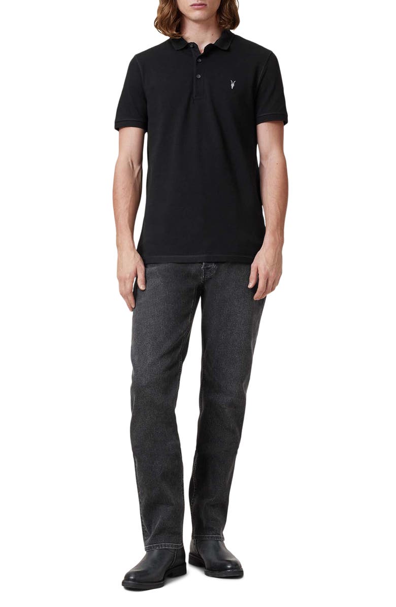 AllSaints Reform Cotton Piqué Polo, Alternate, color, Black