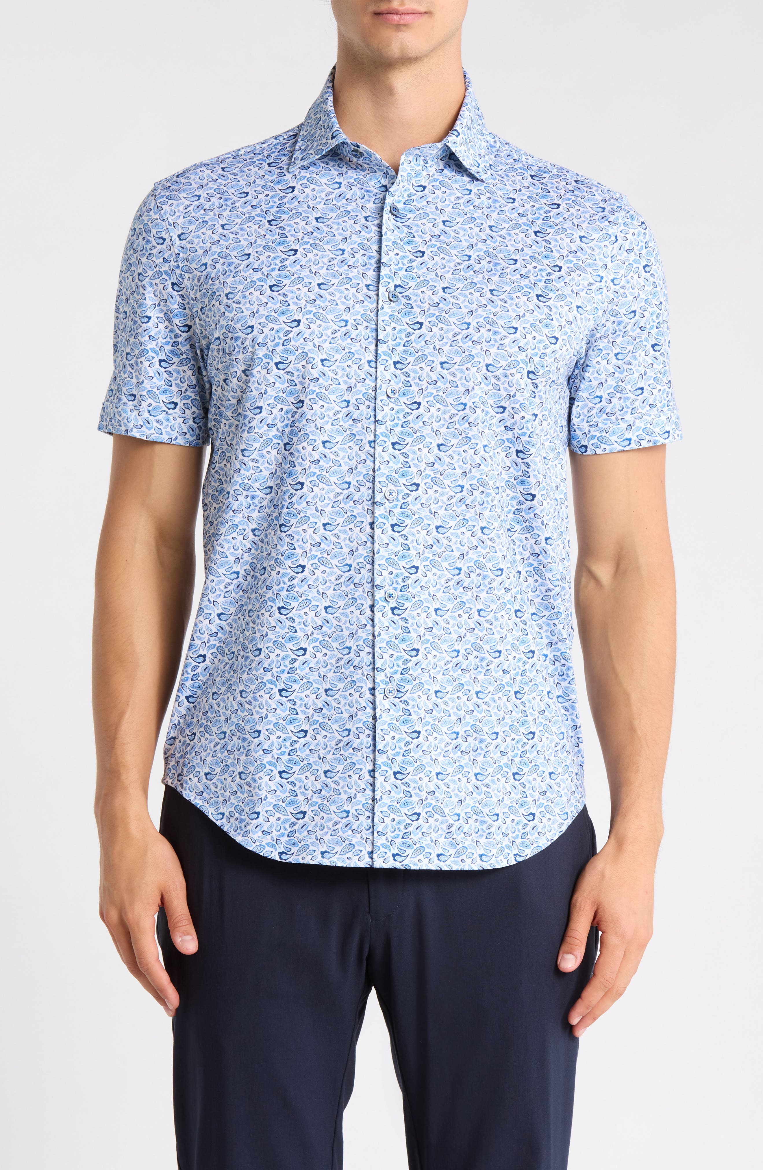 Bugatchi Miles OoohCotton® Classic Blue Button-Up Shirt