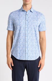 Bugatchi Miles OoohCotton® Classic Blue Button-Up Shirt