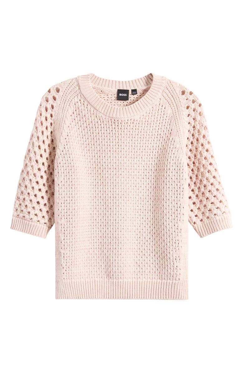 BOSS Funima Cotton Blend Crochet Sweater, Alternate, color, Crystal