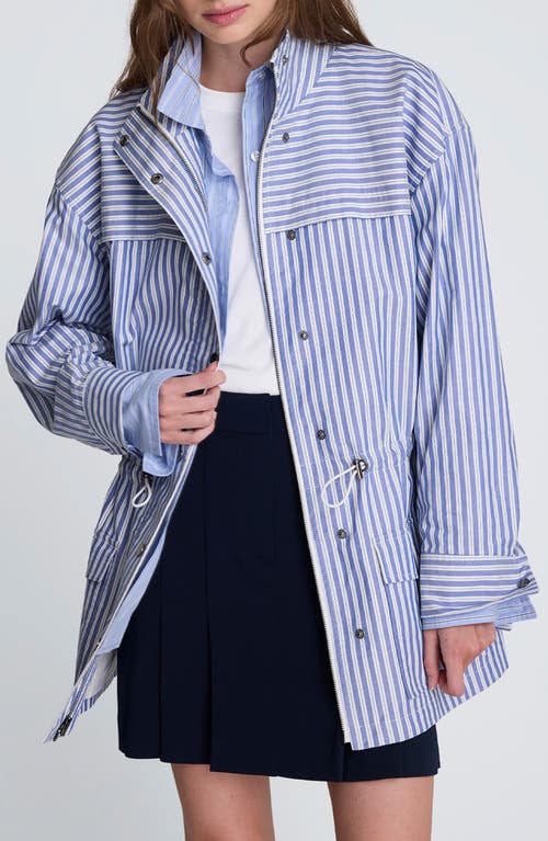 Kenneth Cole Stripe Cotton Jacket In Blue