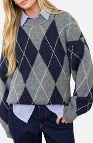 Blu Pepper Oversized Argyle Sweater