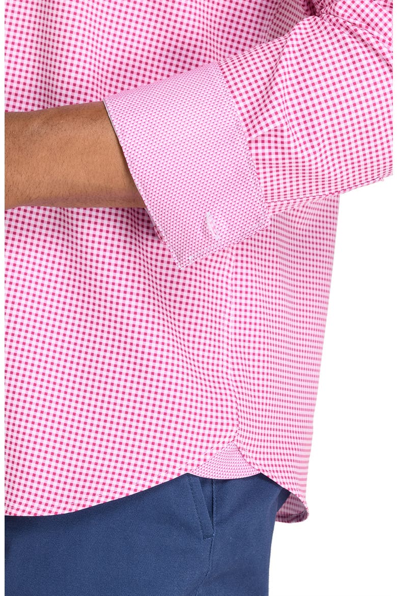 Slim Fit Micro Plaid Recycled 4-Way Stretch Performance Long Sleeve Shirt, Alternate, color, PINK